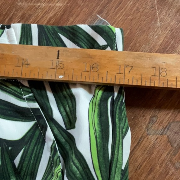 Elaine Rose Pants Palm Leaf Palazzo Loose Fit Wide Leg Green White Print size L - Picture 9 of 11